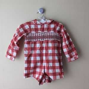 Smockingbird Red White Gingham Romper 18Mo